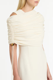 IVORY CREPE COULISSE SHRUG