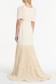 IVORY CREPE COULISSE SHRUG
