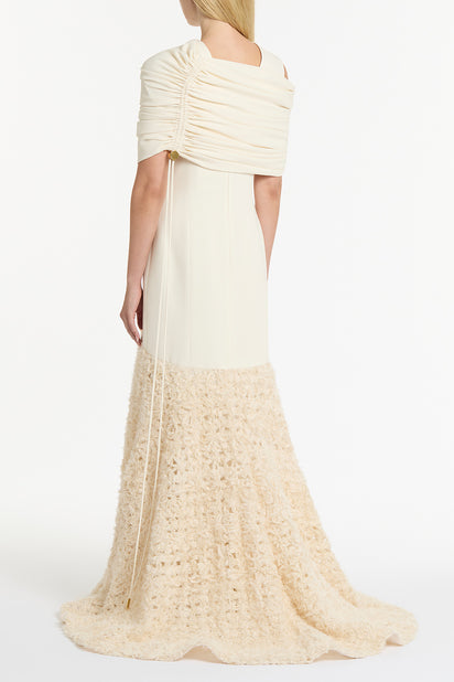 IVORY CREPE COULISSE SHRUG