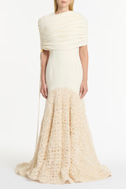 IVORY CREPE COULISSE SHRUG