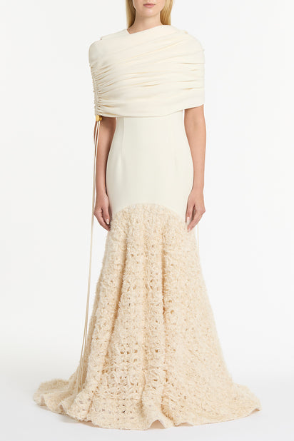 IVORY CREPE COULISSE SHRUG