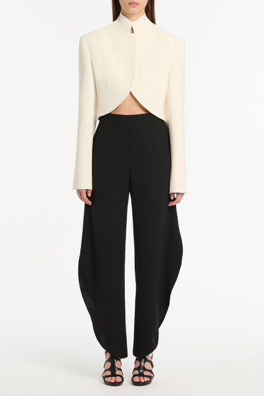 IVORY CREPE CROP JACKET