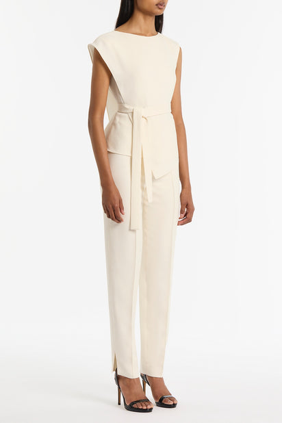 IVORY CREPE DRAPED TOP