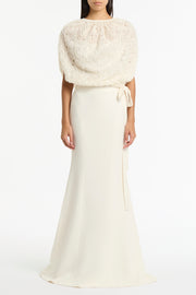 IVORY CREPE FISHTAIL MAXI SKIRT