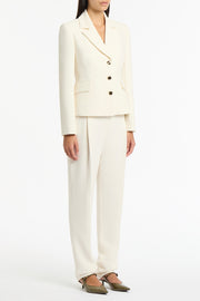 IVORY CREPE FITTED WAIST JACKET