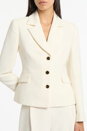 IVORY CREPE FITTED WAIST JACKET