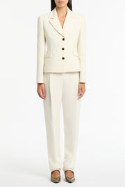 IVORY CREPE FITTED WAIST JACKET