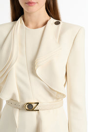 IVORY CREPE FLOUNCE BLAZER
