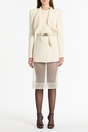 IVORY CREPE FLOUNCE BLAZER