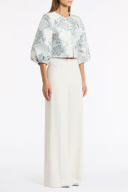 IVORY CREPE HIGH WAISTED WIDE LEG PANT
