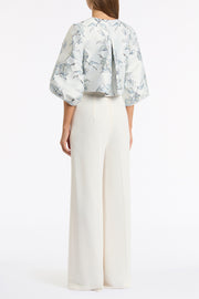 IVORY CREPE HIGH WAISTED WIDE LEG PANT