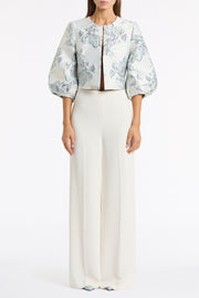 IVORY CREPE HIGH WAISTED WIDE LEG PANT