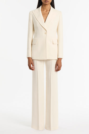 IVORY CREPE LONG LINE JACKET