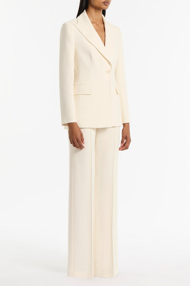 IVORY CREPE LONG LINE JACKET