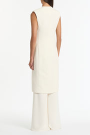 IVORY CREPE LONG LINE VEST