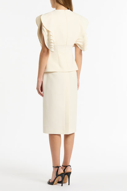 IVORY CREPE PENCIL SKIRT