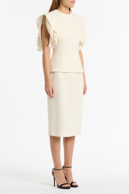 IVORY CREPE PENCIL SKIRT