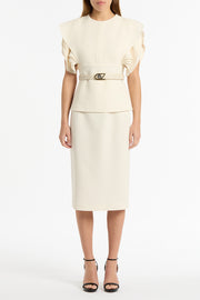 IVORY CREPE PENCIL SKIRT