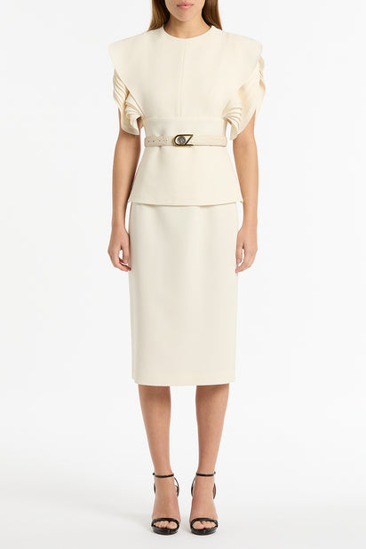 IVORY CREPE PENCIL SKIRT