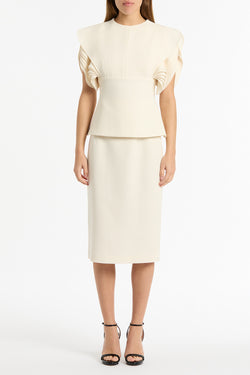 IVORY CREPE PENCIL SKIRT