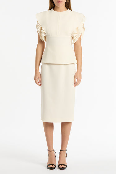 IVORY CREPE PENCIL SKIRT