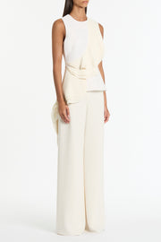 IVORY CREPE PETAL DETAIL TOP