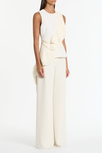 IVORY CREPE PETAL DETAIL TOP