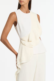 IVORY CREPE PETAL DETAIL TOP