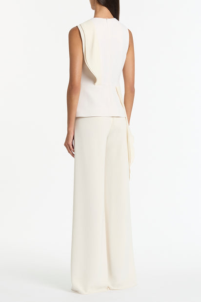 IVORY CREPE PETAL DETAIL TOP