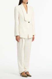 IVORY CREPE SHAWL COLLAR JACKET