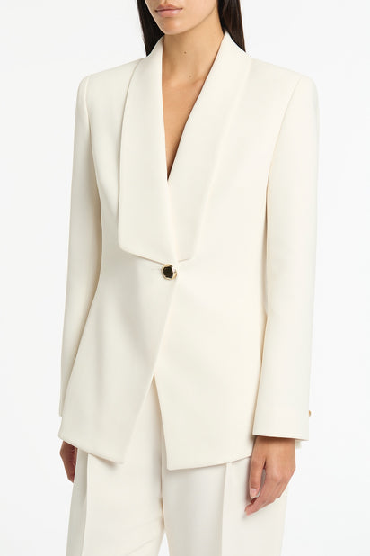 IVORY CREPE SHAWL COLLAR JACKET