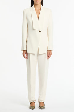 IVORY CREPE SHAWL COLLAR JACKET