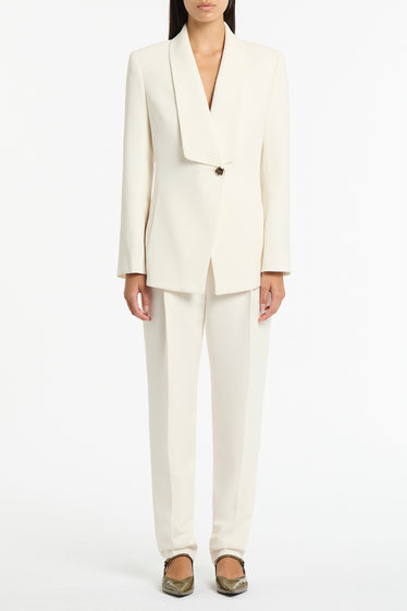 IVORY CREPE SHAWL COLLAR JACKET