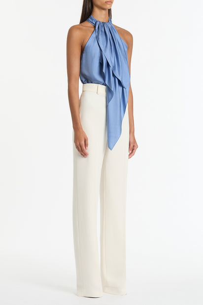 IVORY CREPE STRAIGHT LEG PANT