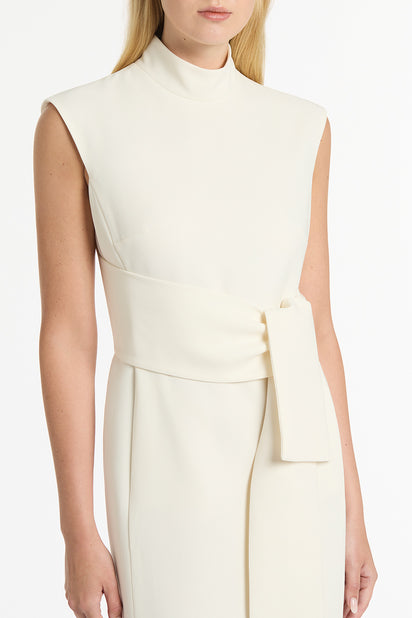 IVORY CREPE STRISCIA DRESS