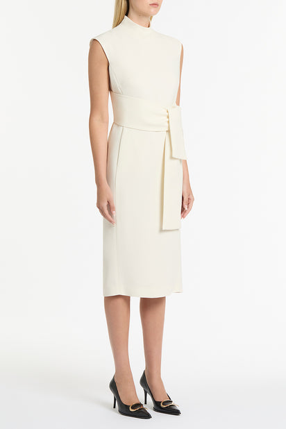 IVORY CREPE STRISCIA DRESS