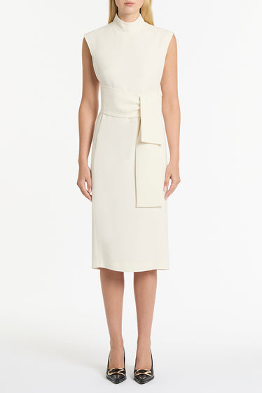 IVORY CREPE STRISCIA DRESS