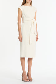 IVORY CREPE TIE FRONT DRESS