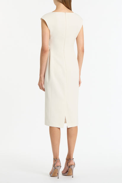 IVORY CREPE TIE FRONT DRESS