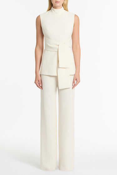 IVORY CREPE WIDE WAISTED PANT