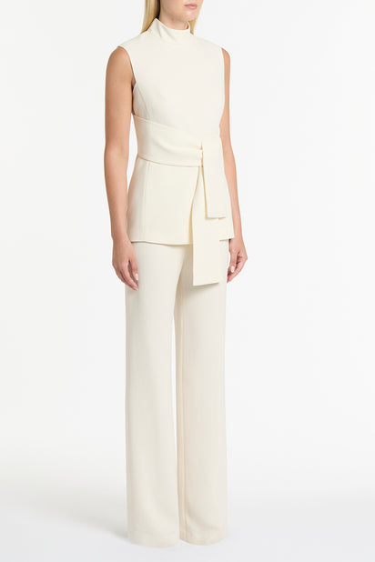 IVORY CREPE WIDE WAISTED PANT