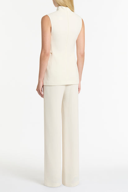 IVORY CREPE WIDE WAISTED PANT
