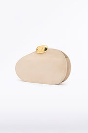 IVORY CZ OVAL SUEDE CLUTCH