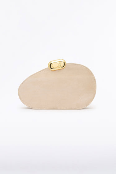 IVORY CZ OVAL SUEDE CLUTCH