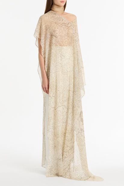 IVORY DRAPED LOMBARDIA VISCOSE GEORGETTE WRAP