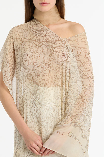 IVORY DRAPED LOMBARDIA VISCOSE GEORGETTE WRAP