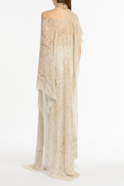 IVORY DRAPED LOMBARDIA VISCOSE GEORGETTE WRAP