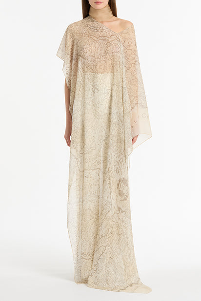 IVORY DRAPED LOMBARDIA VISCOSE GEORGETTE WRAP