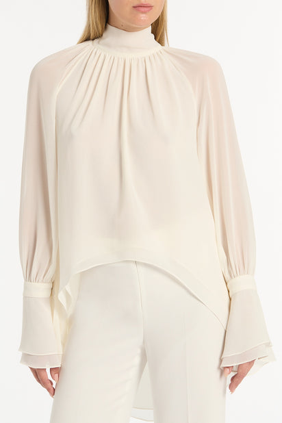 IVORY GEORGETTE HIGH LOW BLOUSE