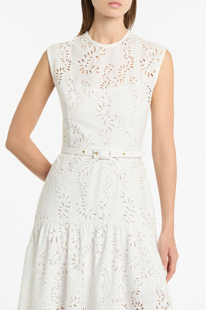 IVORY LACE BRODERIE MIDI DRESS
